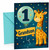 Grandson 1st Birthday Card Cute Giraffe and Number 1 Balloon