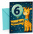 Grandson 6th Birthday Card Giraffe with Number 6 Balloon