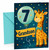 Grandson 7th Birthday Card Giraffe with Number 7 Balloon