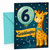 Granddaughter 6th Birthday Card Giraffe and Number 6 Balloon