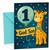God Son 1st Birthday Card Giraffe and Number 1 Balloon