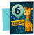 God Son 6th Birthday Card Giraffe and Number 6 Balloon