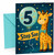 Step Son 5th Birthday Card Giraffe and Number 5 Balloon