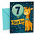 Step Son 7th Birthday Card Giraffe and Number 7 Balloon