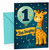 Step Daughter 1st Birthday Card Giraffe and Number 1 Balloon