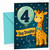 Step Daughter 4th Birthday Card Giraffe and Number 4 Balloon