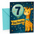 Step Daughter 7th Birthday Card Giraffe with Number 7 Balloon