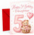 Daughter 5th Birthday Card Teddy Bear in Basket and Heart
