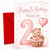 Niece 2nd Birthday Card Pink Teddy in Basket & Heart Balloon