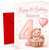 Niece 4th Birthday Card Teddy in Basket with Heart Balloon