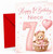 Niece 7th Birthday Card Pink Teddy in Basket with Heart Balloon
