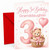 Granddaughter 3rd Birthday Card Teddy in Basket & Heart Balloon