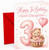 God Daughter 3rd Birthday Card Teddy in Basket & Heart Balloon
