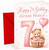 Great Niece 7th Birthday Card Pink Teddy Basket & Heart Balloon