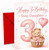 Step Daughter 3rd Birthday Card Teddy in Basket & Heart Balloon