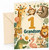 Grandson 1st Birthday Card Jungle Animals Party Hats