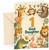 God Daughter 1st Birthday Card Safari Animals Party Hats