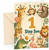 Step Son 1st Birthday Card Safari Animals Party Hats