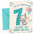 Daughter 7th Birthday Card Cute Elephant with Big 7 Balloons