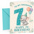 Daughter 7th Birthday Card Cute Elephant with Big 7 Balloons