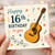 16th Birthday Card for Music Lover - Acoustic Guitar with Stars & Musical Notes - Happy 16th Birthday to You
