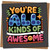 You're All Kinds of Awesome Greeting Card - 145mm x 145mm - Thank You/Congratulations - Fun Colourful Typography Design, Includes Kraft Envelope