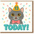 13th Birthday Card - Cute Cat with Party Hat, Bow Tie and Confetti - '13 Today!' Fun Kids Teen Cat Lover Card