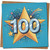 100th Birthday Card - Bold Starburst Design, Blue and Gold, Square Greeting Card, 145mm x 145mm, Includes Kraft Envelope
