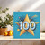 100th Birthday Card - Bold Starburst Design, Blue and Gold, Square Greeting Card, 145mm x 145mm, Includes Kraft Envelope
