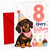 8th Birthday Card Cute Sausage Dog with Cupcakes