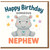 Happy Birthday Gorgeous Nephew Card - Cute Baby Hippo with Pastel Stars - Adorable Kids Birthday Card for Nephew