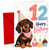 12th Birthday Card Cute Sausage Dog with Cupcakes