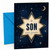Son Birthday Card Starburst Badge on Night Sky with Moon