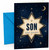 Son Birthday Card Starburst Badge on Night Sky with Moon