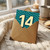 14th Birthday Card - Bold Number 14 on Teal Chevron Pattern - Modern Minimalist Age Fourteen Card for Teen