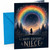 Niece Birthday Card Rainbow Sky Forest Girl Silhouette