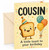 Cousin Birthday Card Cute Toast Character with Balloons
