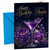 Auntie Birthday Card Purple Cocktail Martini Glass and Flowers