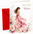 Sister Birthday Card Watercolour Lady in Pink Dress & Flowers