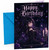 Birthday Card Gothic Girl in Black Dress with Purple Roses
