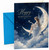 Birthday Card Fairy on Crescent Moon with Butterfly Stars