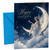 Birthday Card Fairy on Crescent Moon with Butterfly Stars