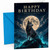 Happy Birthday Card Wolf Under Full Moon Night Sky