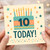 10th Birthday Card - '10 Today' Colourful Cake with Candles, Stars & Confetti - Fun Kids Birthday Card for Boy or Girl