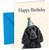 Birthday Card Black Spaniel Dog in Party Hat Illustration