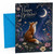 Happy Birthday Card Fox Under Crescent Moon Floral Night Sky