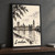 London, England travel poster full-bleed print styled in Black frame / charcoal wall; frame and props not included