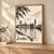 London, England travel poster full-bleed print styled in Light oak-console; frame and props not included