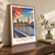London, England travel poster bordered print styled in Original angled oak-console; frame and props not included