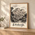 Edinburgh, Scotland travel poster full-bleed print styled in Light oak-console; frame and props not included